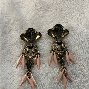 J. Crew Gold, Blue and Pink Statement Earrings